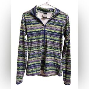Nike Pro Dri-FIT Half Zip Pullover Top Women’s M Geometric Print Running